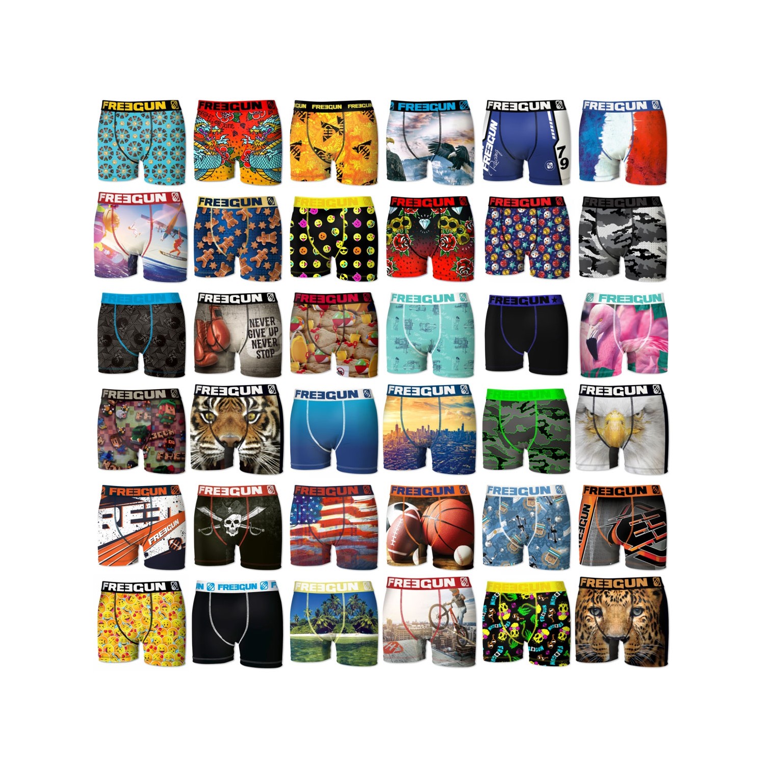 Pack Surprise de 5 Boxers homme Freegun collection Pack Surprise de 5 Boxers homme Freegun collection