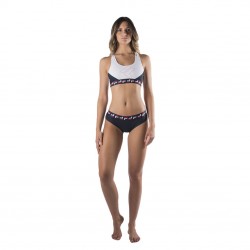 Boxer Femme en Polyamide Découpe laser bleu marine porté vue de face