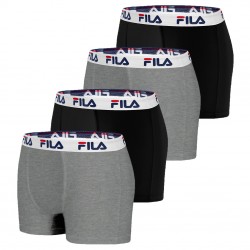 Lot de 4 Boxers Coton homme Fila 5016 Noir et Gris