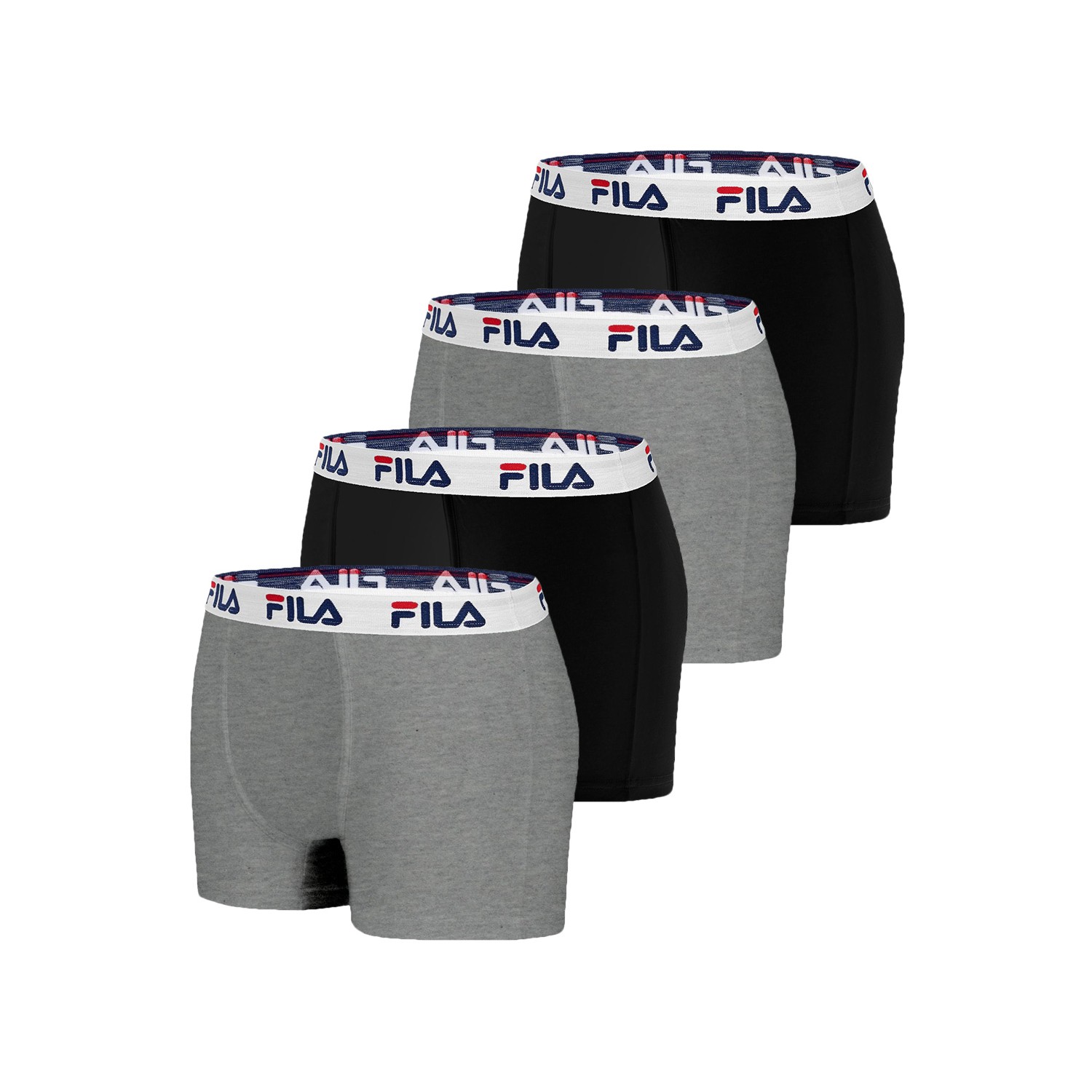 Lot de 4 Boxers Coton homme Fila 5016 Noir et Gris