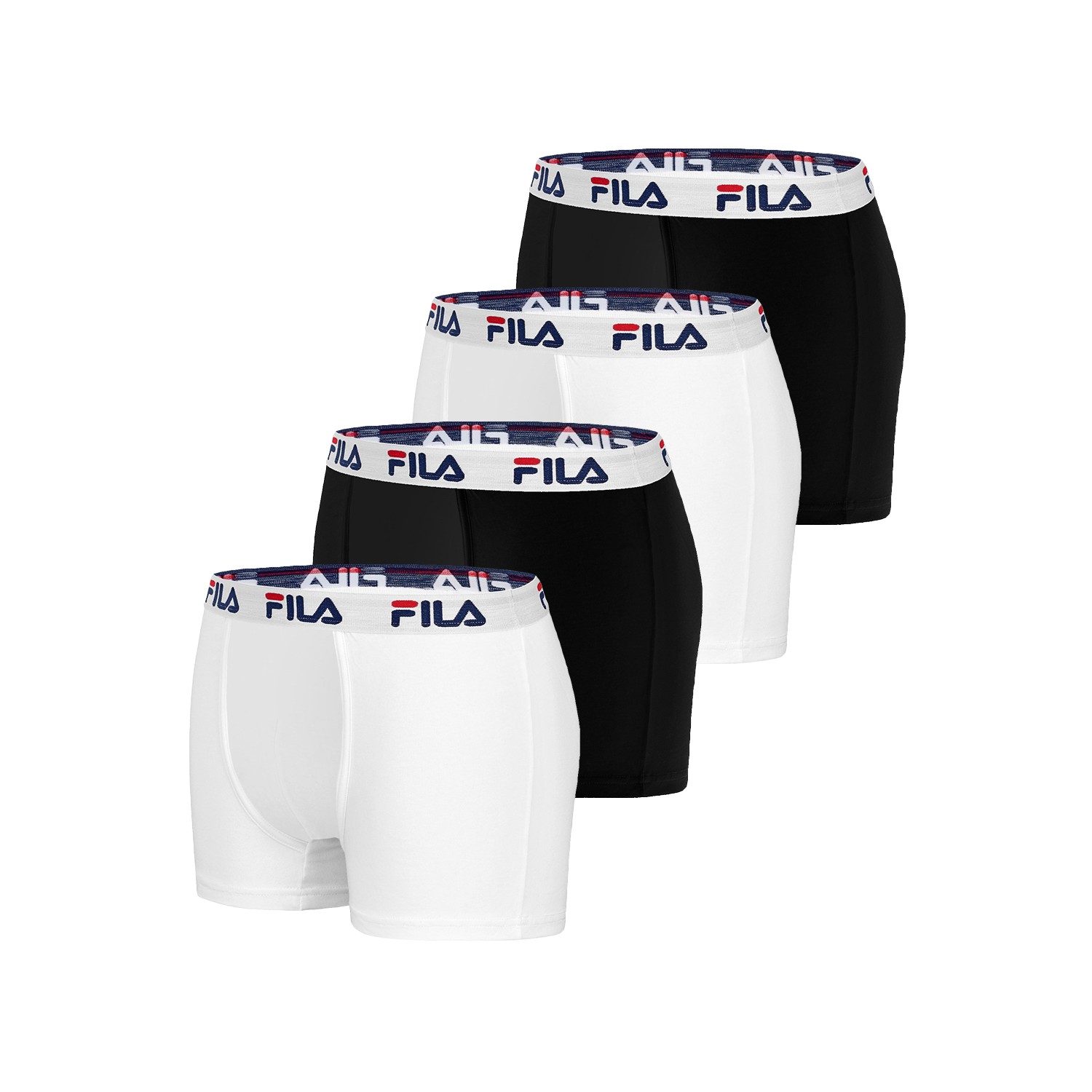 Lot de 4 Boxers Coton homme Fila 5016 Noir et Blanc