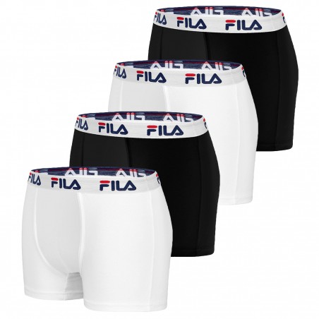 Lot de 4 Boxers Coton homme Fila 5016 Noir et Blanc