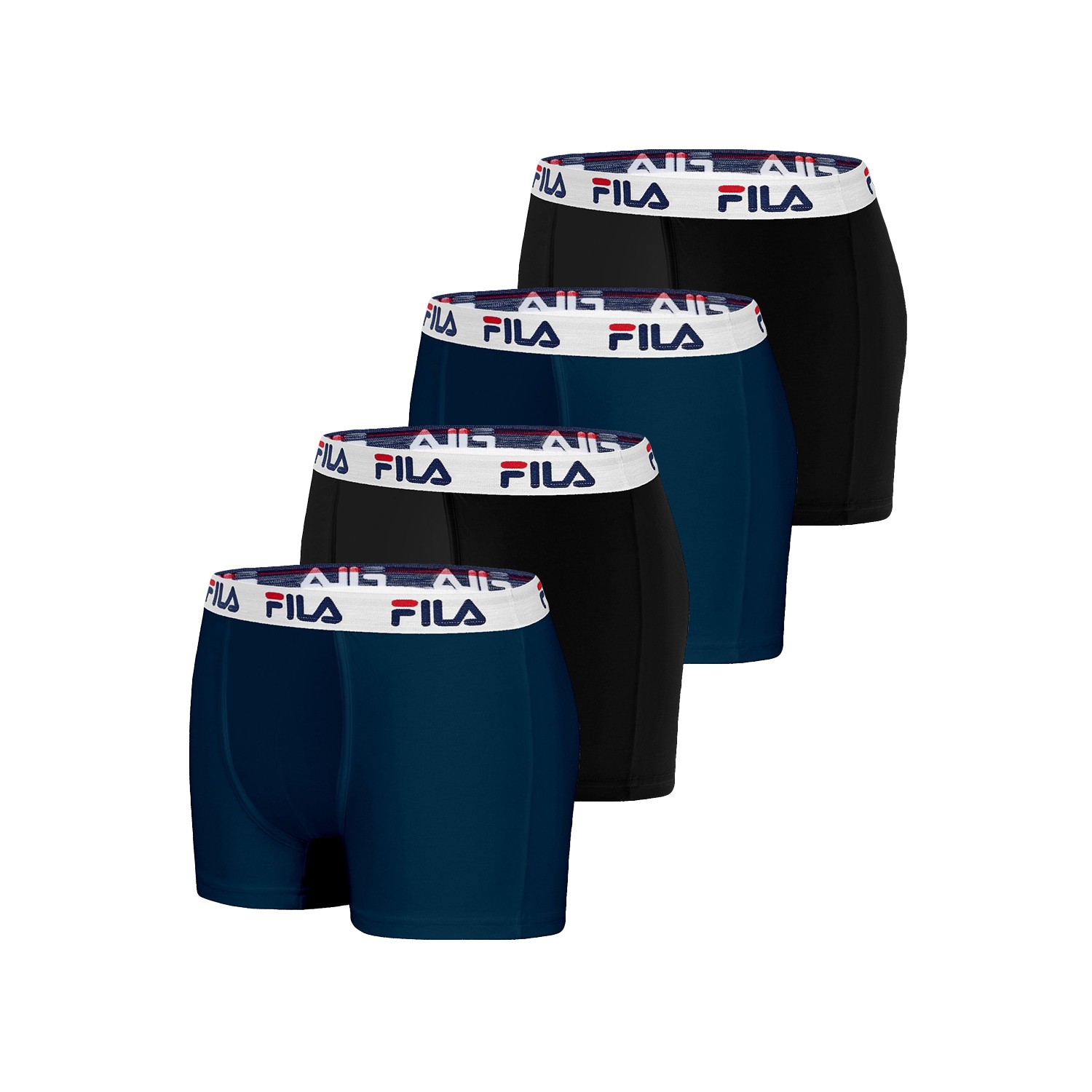 Lot de 4 Boxers Coton homme Fila 5016 Noir et Bleu