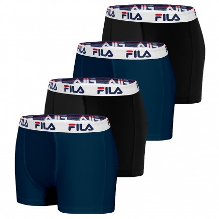 Lot de 4 Boxers Coton homme Fila 5016 Noir et Bleu