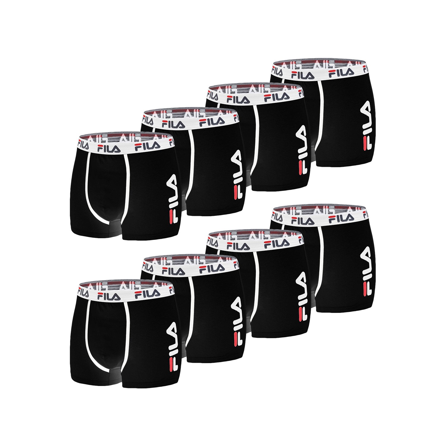Lot de 8 Boxers Coton homme Fila 5040 Noir Lot de 8 Boxers Coton homme Fila 5040 Noir