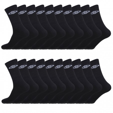 Lot de 20 paires de chaussettes tennis homme UMBRO Noir