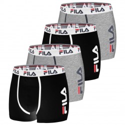 Lot de 4 Boxers Coton homme Fila 5040 Noir et Gris