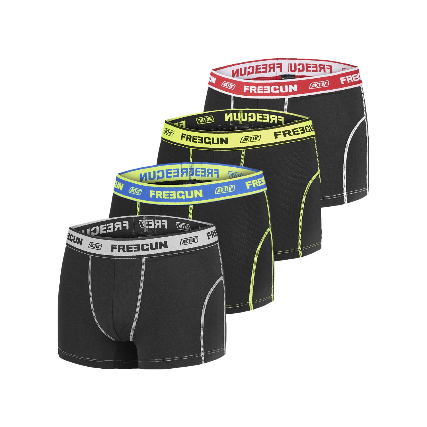 Lot de 4 Boxers homme Aktiv Noir et Fluo