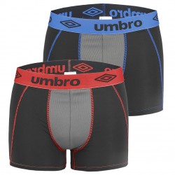 Lot de 2 Boxers garçon uni avec mesh devant et surpiqûres colorées