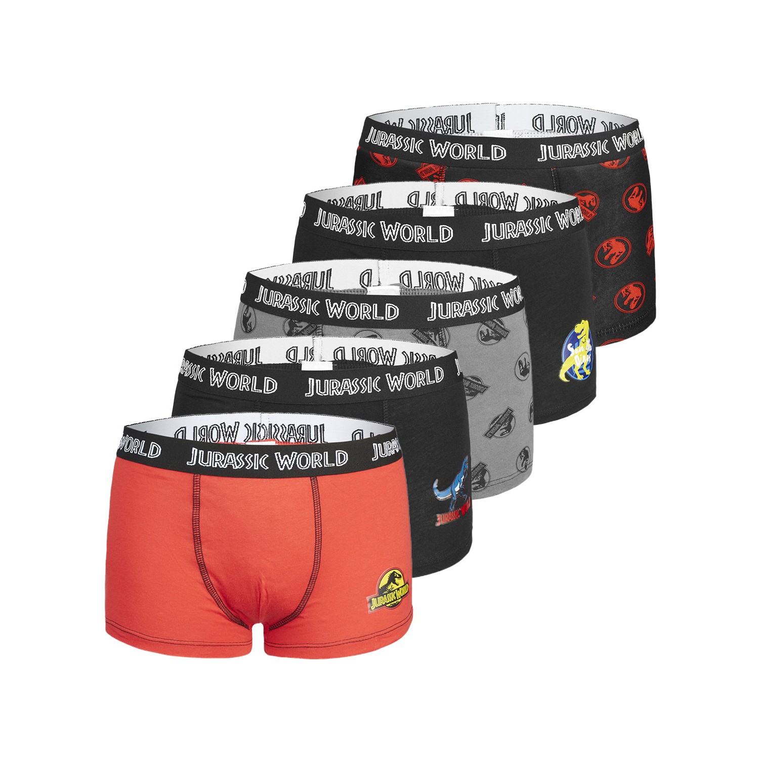 Lot de 5 Boxers coton garçon Jurassic World Lot de 5 Boxers coton garçon Jurassic World