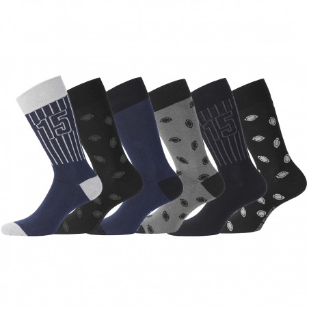 Lot de 6 Paires de Chaussettes de ville coton homme