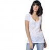 T-shirt Col V Femme Tigresse Imprimé Blanc T-shirt Col V Femme Tigresse Imprimé Blanc