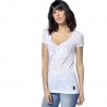 T-shirt Col V Femme Tigresse Imprimé Blanc T-shirt Col V Femme Tigresse Imprimé Blanc