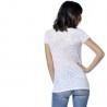 T-shirt Col V Femme Tigresse Imprimé Blanc T-shirt Col V Femme Tigresse Imprimé Blanc