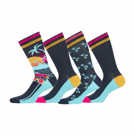 Lot de 4 Paires de Chaussettes de ville homme Fantaisie Tropic