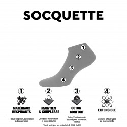 Lot de 6 Paires de Chaussettes socquettes coton homme peigné