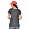 T-shirt femme col V effet usé imprimé devant What T-shirt femme col V effet usé imprimé devant What