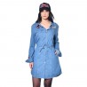 Robe femme denim ajustée avec badges brodes Ding en coton
