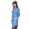Robe femme denim ajustée avec badges brodes Ding en coton