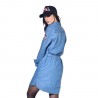 Robe femme denim ajustée avec badges brodes Ding en coton