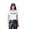 Crop top femme avec print devant avec strass en coton Crop top femme avec print devant avec strass en coton