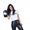 Crop top femme avec print devant avec strass en coton Crop top femme avec print devant avec strass en coton