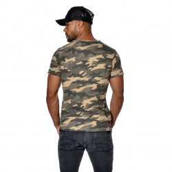 T-shirt homme col V slim fit Camouflage Ron
