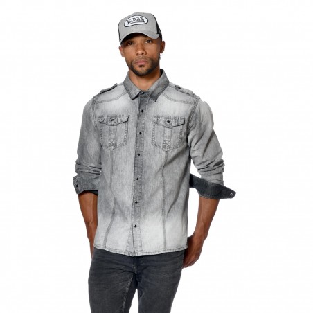 Chemise homme manches longues en denim délavé Great