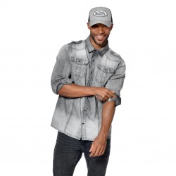 Chemise homme manches longues en denim délavé Great