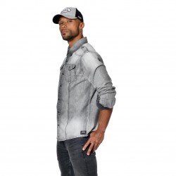 Chemise homme manches longues en denim délavé Great