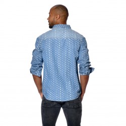 Chemise homme manches longues denim léger print têtes de mort Taylor