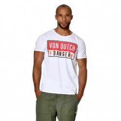 T-shirt homme col rond coupe droite imprimé devant Danger