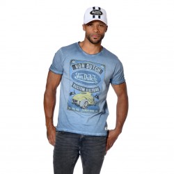 T-shirt homme col rond coupe droite effet usé print devant Kolt