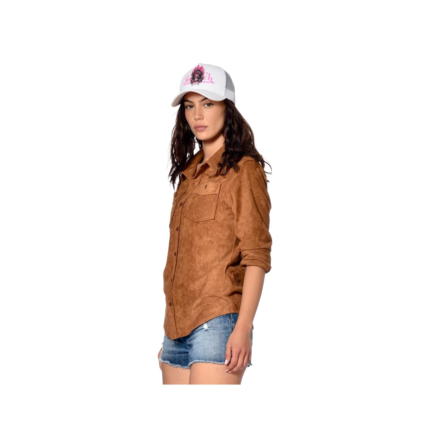 Chemise femme manches longues effet Daim Romy Chemise femme manches longues effet Daim Romy