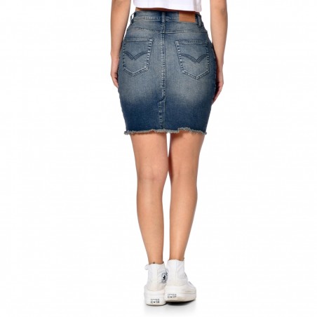 Jupe denim 5 poches avec franges Jane