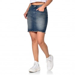 Jupe denim 5 poches avec franges Jane