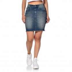 Jupe denim 5 poches avec franges Jane