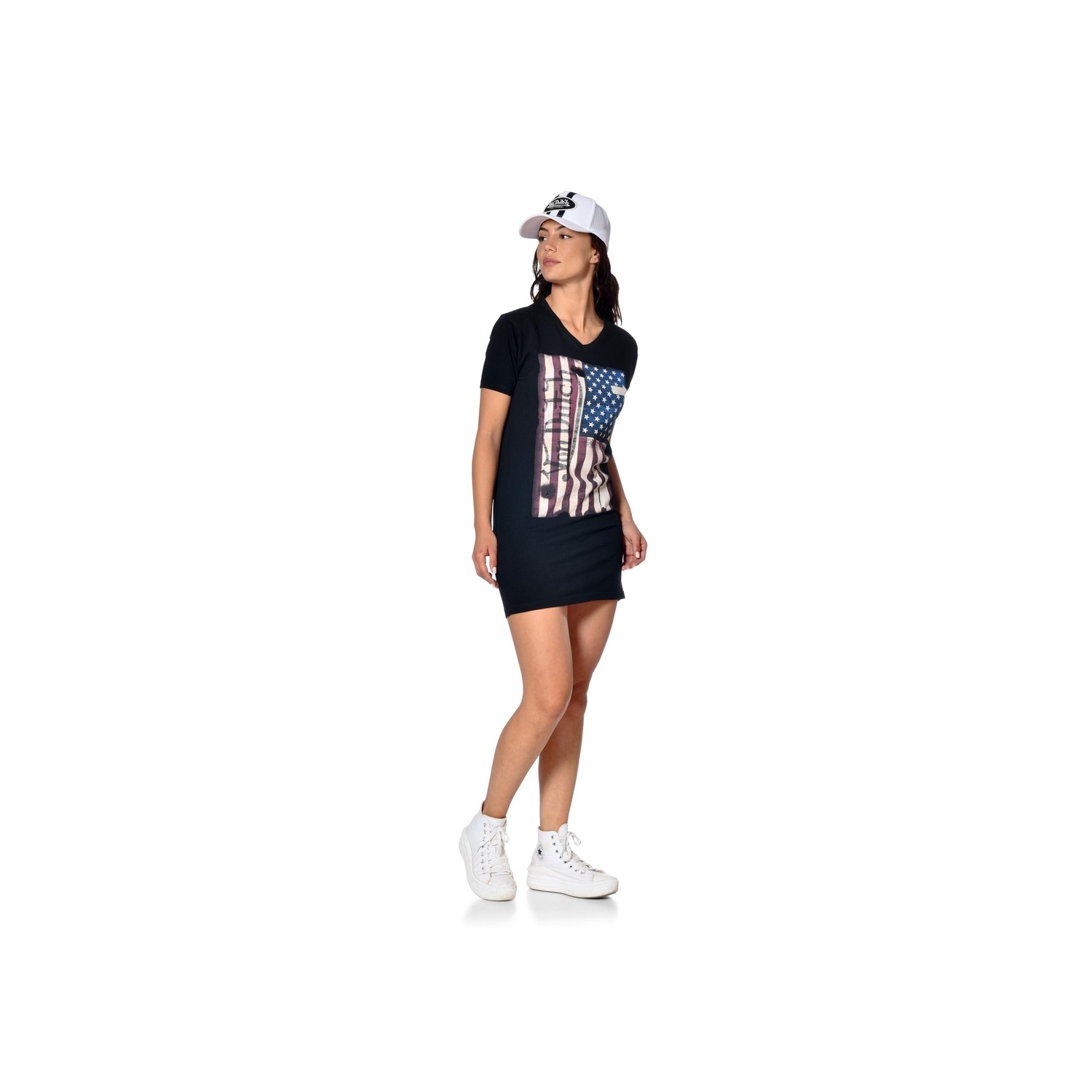 T-shirt femme col V oversize imprimé devant Andy T-shirt femme col V oversize imprimé devant Andy