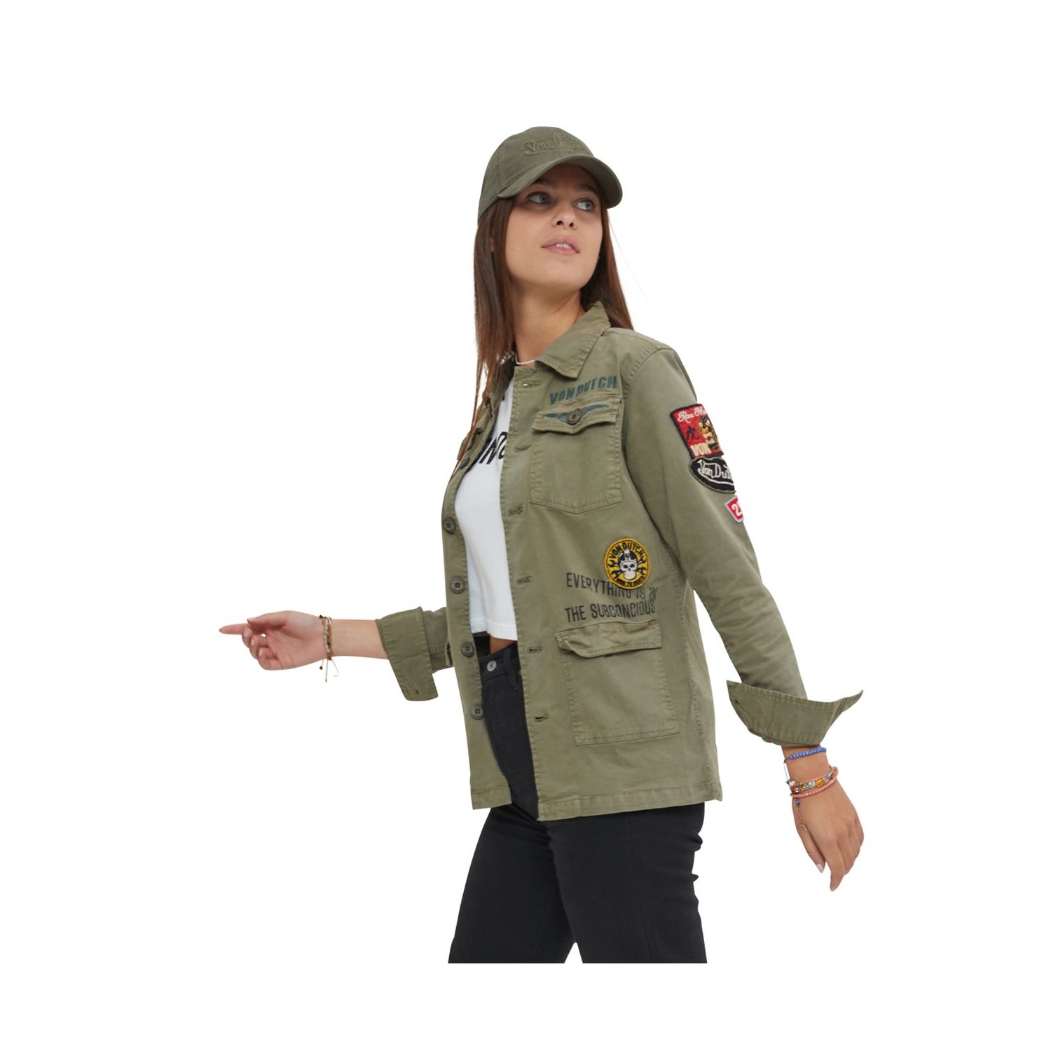 Veste Coton Femme Von Dutch Angel Kaki Veste Coton Femme Von Dutch Angel Kaki