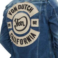 Veste homme denim stretch délavée et patch au dos Heri