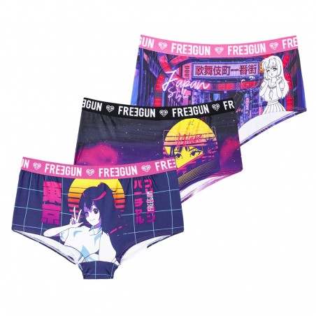 Lot de 3 shortys fille Manga Néon