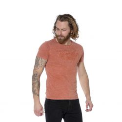 T-shirt homme col rond effet usé et brodé One