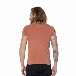 T-shirt homme col rond effet usé et brodé One