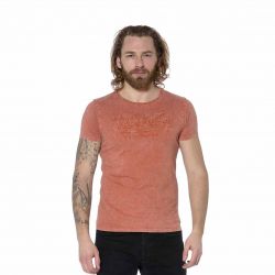 T-shirt homme col rond effet usé et brodé One