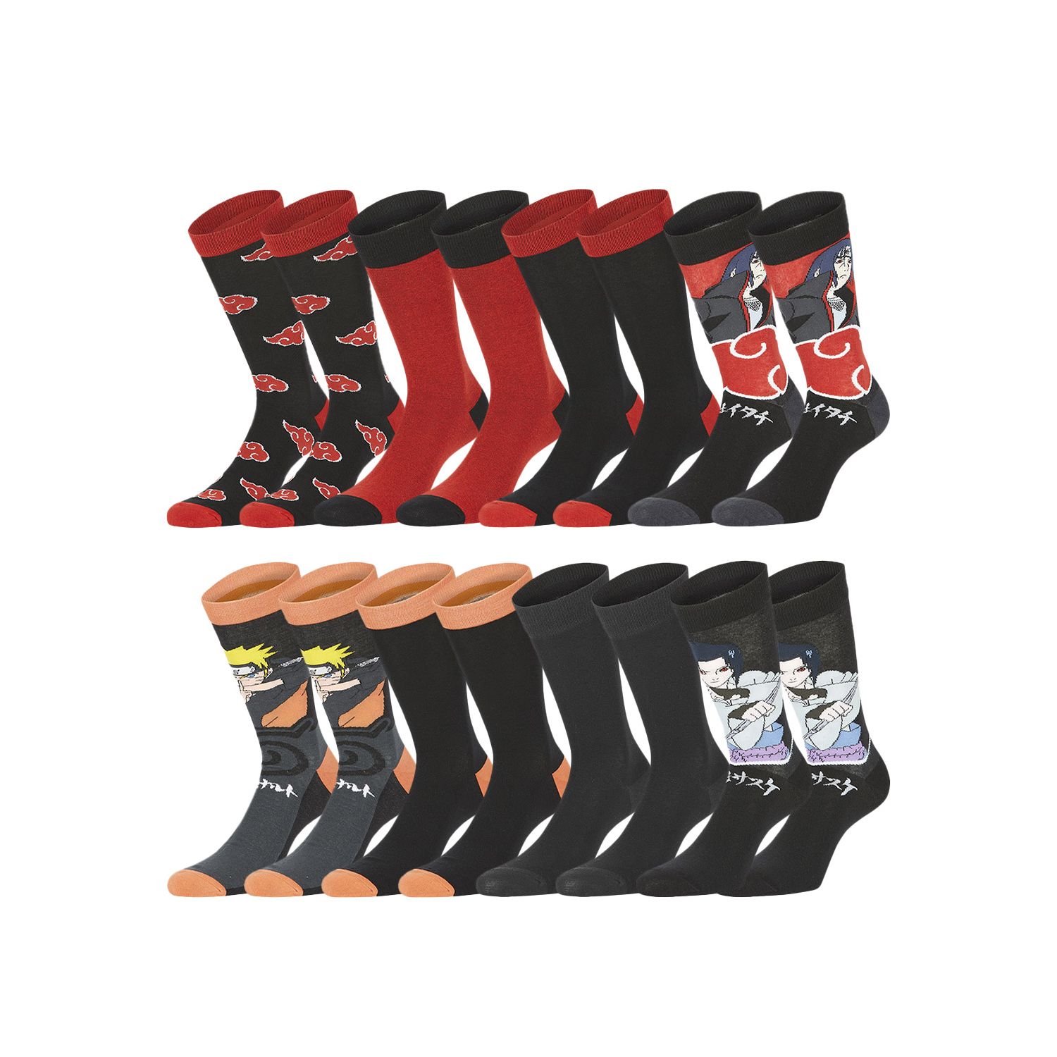 Lot de 8 paires de chaussettes Naruto Shippuden Homme