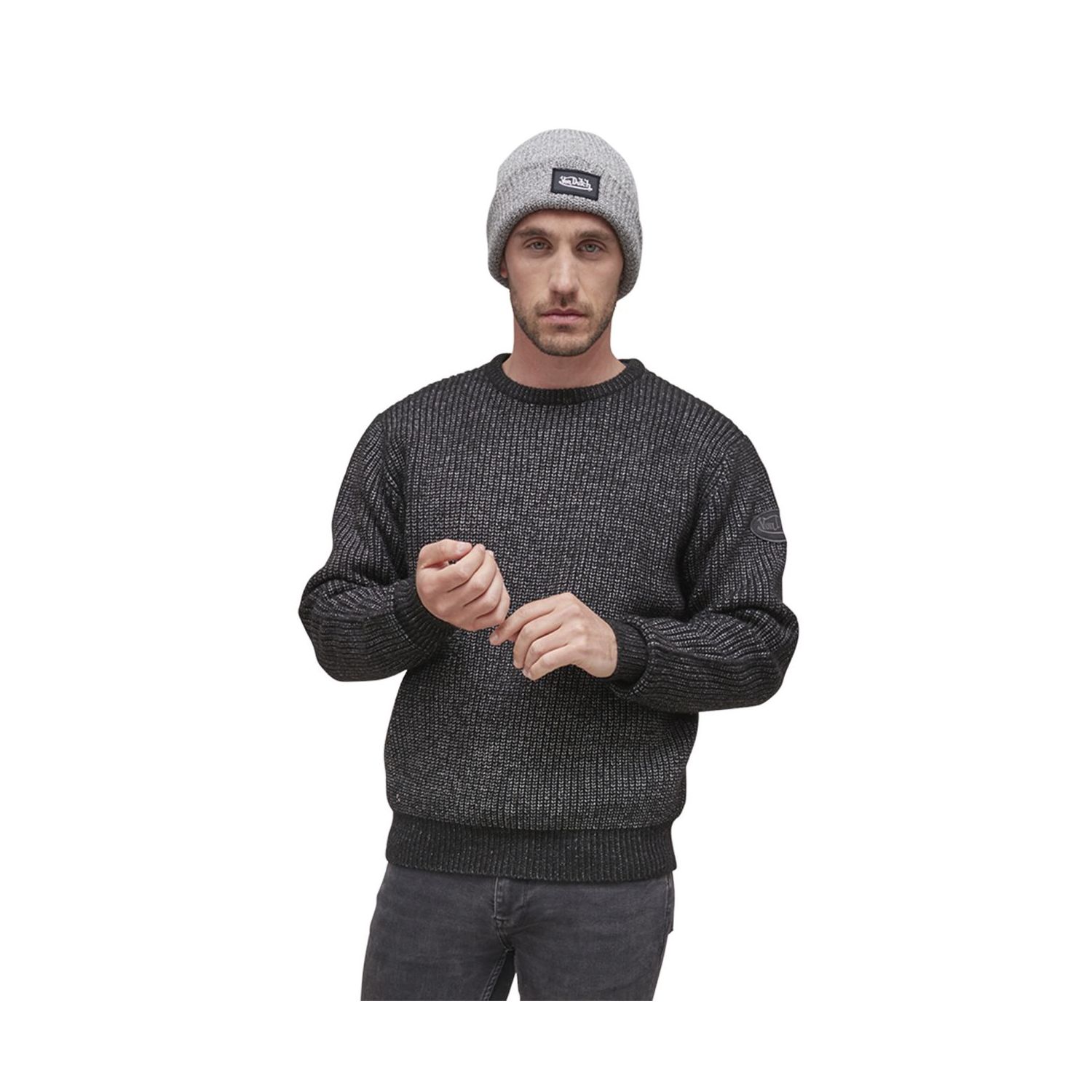 Pull effet denim en côte anglaise avec écusson sur la manche Matt Pull effet denim en côte anglaise avec écusson sur la manche Matt