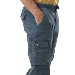 Pantalon cargo homme poches laterales avec écusson brodé en coton Ico