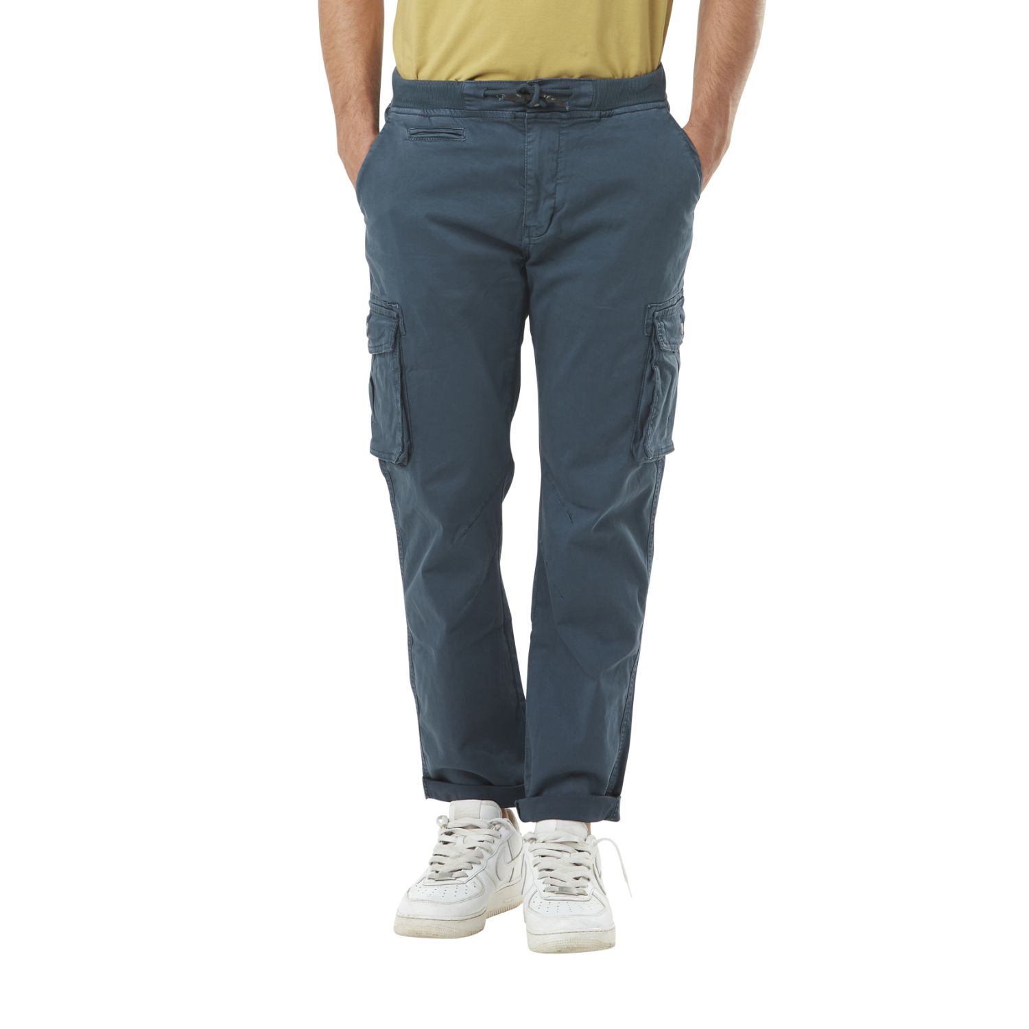 Pantalon cargo homme poches laterales avec écusson brodé en coton Ico