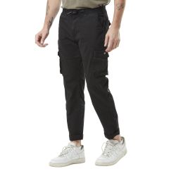 Pantalon cargo homme poches laterales avec écusson brodé en coton Ico