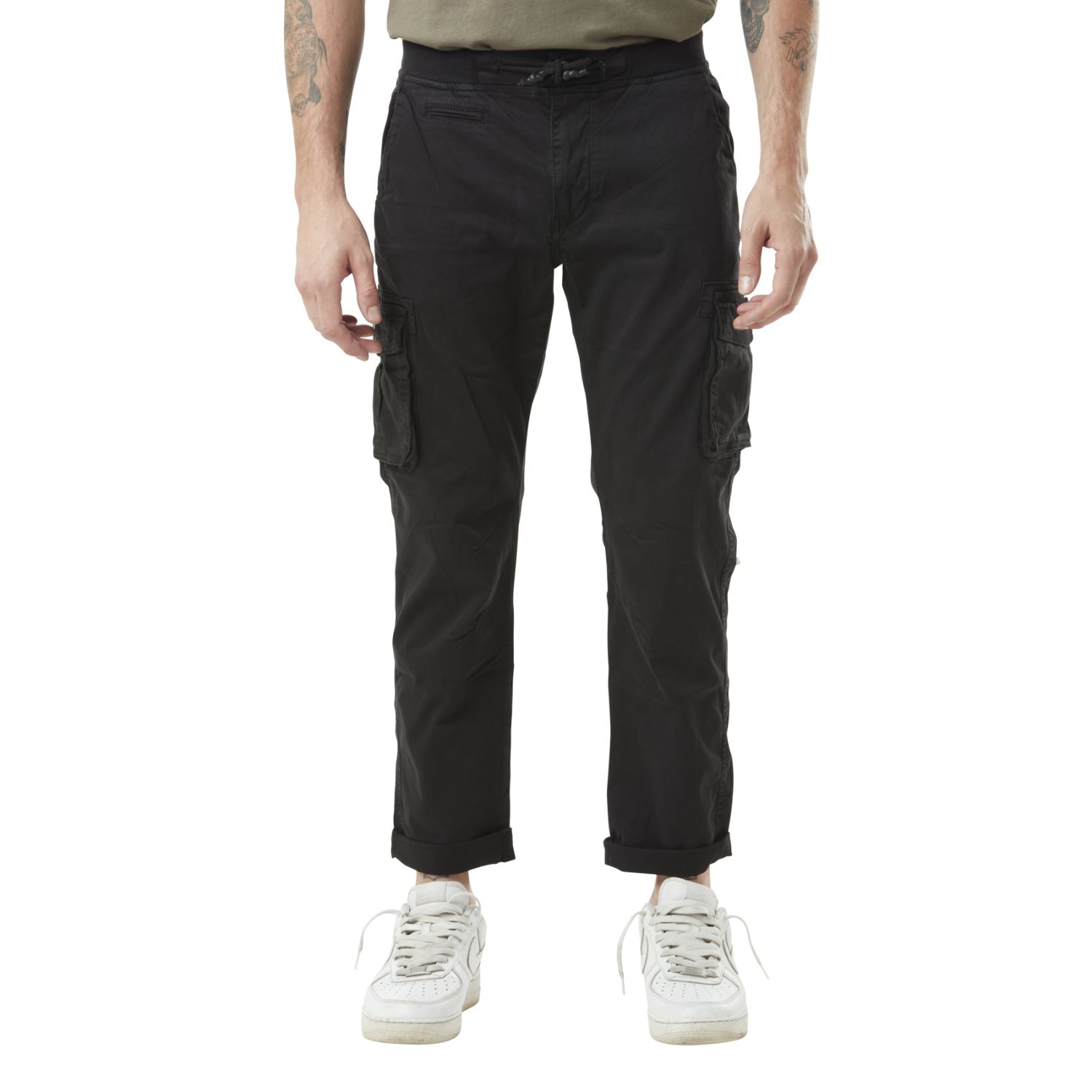 Pantalon cargo homme poches laterales avec écusson brodé en coton Ico